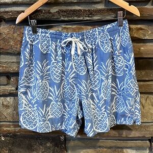 Chubbies Thigh-napple Pineapple Print Cotton Blend Stretch Swim Trunks